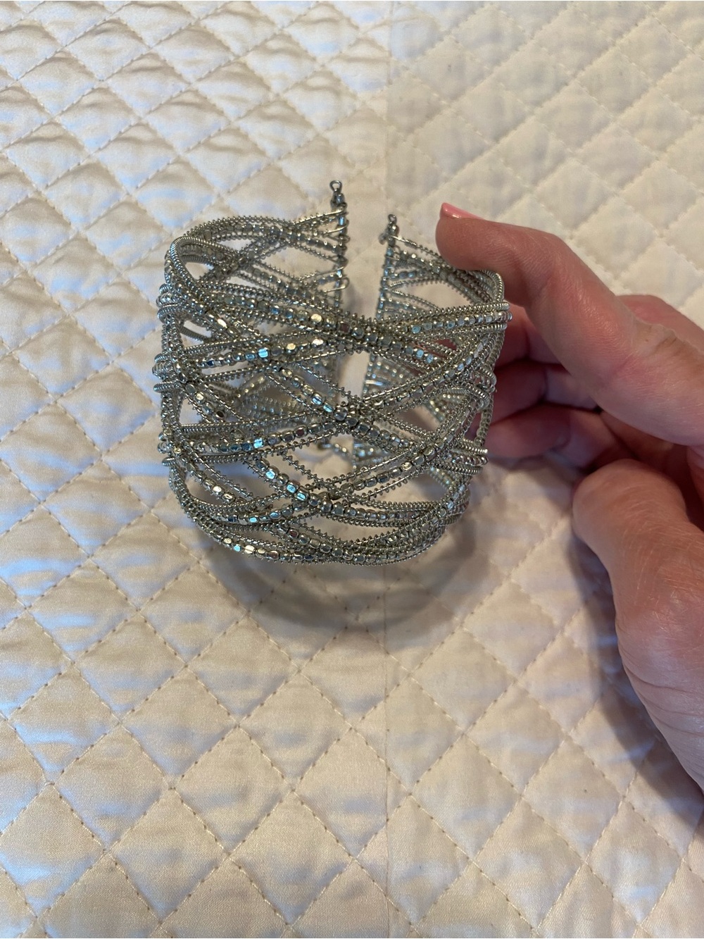 Silver tone Cuff Bracelet - Elegant Women's Accessory